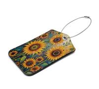 Etichette per bagagli con pittura a olio di girasole, 2 etichette per bagagli in pelle, etichette per bagagli per valigie, etichette per bagagli da viaggio con carta d'identità, proteggere la privacy