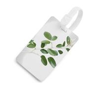 Etichette per bagagli con ramoscello verde naturale bianco per valigie con scudo per la privacy, borsa da viaggio, targhetta identificativa per uomini e donne, zaino bianco