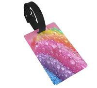 Etichette per bagagli con rugiada mattutina, materiale PVC, facili da identificare, con cinturino da polso rimovibile, perfette per valigie e borse.