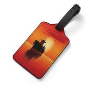 Etichette per bagagli con sagoma della nave cisterna su Red Sunrise per valigie, etichette per bagagli essenziali da viaggio, etichette per valigie, etichette per valigie con scheda indirizzo, per
