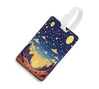 Etichette per bagagli con scena celeste al tramonto per valigie, etichette da viaggio con carta d'identità, TPU, etichette personalizzate per valigie per donne e uomini, accessori da viaggio