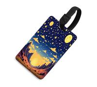Etichette per bagagli con scena celeste al tramonto per valigie, etichette da viaggio con carta d'identità, TPU, etichette personalizzate per valigie per donne e uomini, accessori da viaggio