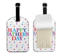 Etichette per bagagli con scritta "Stars and Happy" per la festa del papà, con retro completo, per la privacy, nome, carta d'identità, valigie, identificatori, in pelle sintetica PU