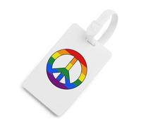 Etichette per bagagli con simbolo della pace, bandiera arcobaleno LGBT, identificative per valigie e zaini, con nome e indicazione personalizzata.