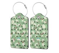 Etichette per bagagli con simpatico cucciolo di elefante e foglie di monstera, con anello in acciaio inox, copertura per la privacy, motivo unico, divertente e carino 1