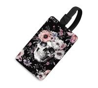 Etichette per bagagli con stampa a ghirlanda di teschi retrò, etichette per valigie, etichette da viaggio, etichette identificative, biglietti da visita, zaini per valigie