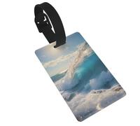 Etichette per bagagli con stampa a onde oceaniche con cinturino staccabile, etichette per borse da viaggio, facili da identificare