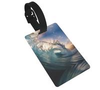 Etichette per bagagli con stampa a onde oceaniche con cinturino staccabile, etichette per borse da viaggio, facili da identificare