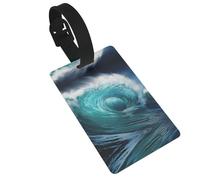 Etichette per bagagli con stampa a onde oceaniche con cinturino staccabile, etichette per borse da viaggio, facili da identificare