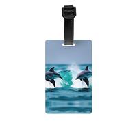 Etichette per bagagli con stampa delfini nel mare, accessori essenziali da viaggio per valigie e borse, etichette con nome identificativo posteriore