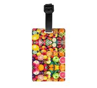 Etichette per bagagli con stampa di frutta fresca con copertura posteriore completa per la privacy, etichette identificative in PVC resistenti per valigie e zaini