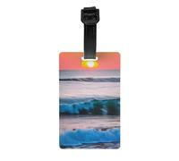 Etichette per bagagli con stampa di onde del mare e tramonto con onde oceaniche, facili da identificare, etichette per valigie, crociere, viaggi aerei, uso quotidiano