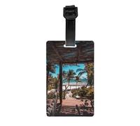 Etichette per bagagli con stampa di palme da spiaggia per valigia in PVC borsa da viaggio nome etichetta identifica etichette per donne uomini