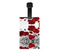 Etichette per bagagli con stampa di papaveri rossi con copertura posteriore completa per la privacy, etichetta identificativa in PVC per valigie, zaini e borse da viaggio