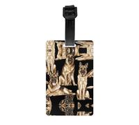 Etichette per bagagli con stampa di pastore tedesco con copertura posteriore per la privacy, etichette identificative in PVC resistenti per valigie e zaini