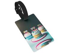 Etichette per bagagli con stampa di torte di buon compleanno con cinturino staccabile, etichette per borse da viaggio, facili da identificare