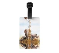 Etichette per bagagli con stampa safari con copertura posteriore completa per la privacy, etichette identificative in PVC resistente per valigie e zaini