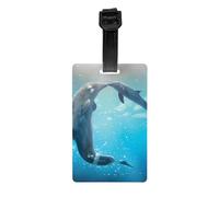 Etichette per bagagli con stampa Winter the Dolphin con copertura posteriore completa per la privacy, identificatore luminoso per valigie per viaggi, crociere e altro ancora