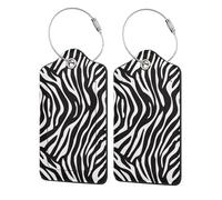 Etichette per bagagli con stampa zebrata per valigia, confezione da 2 etichette per bagagli in pelle con patta per la privacy, etichetta identificativa con nome e anello in metallo, per donne e uomini