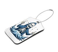 Etichette per bagagli con teschio di squalo, 2 etichette in pelle per bagagli, etichette per bagagli da viaggio con carta d'identità, proteggere la privacy e prevenire perdite da viaggio valigie