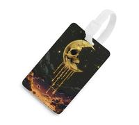 Etichette per bagagli con teschio giallo e luna, etichette per valigie, etichette da viaggio, etichette identificative, cartellini con indirizzo, borse per valigie, zaini