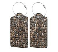 Etichette per bagagli con texture in pietra di ciottoli li per valigie, etichette per bagagli da crociera con etichetta di copertura per la privacy, cartellino dell'indirizzo e anello in metallo, ada