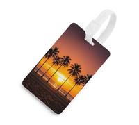 Etichette per bagagli con tramonto tropicale, porta carte per bagagli per valigie con scudo per la privacy, borsa da viaggio, targhetta identificativa, per uomini e donne, zaino, stile bianco