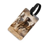Etichette per bagagli con tre cavalli che corrono per valigie Etichette divertenti per l'identificazione dei bagagli Elegante etichetta per bagagli con anello nero per appendere l'etichetta