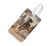 Etichette per bagagli con tre cavalli che corrono per valigie Etichette divertenti per l'identificazione dei bagagli Elegante etichetta per bagagli con anello bianco per appendere l'etichetta