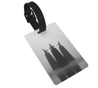 Etichette per bagagli con tre streghe in piedi nella nebbia, etichette identificative per valigie, ideali per zaini da viaggio, crociere e borse.