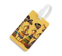 Etichette per bagagli creative con cultura africana con carta d'identità, etichette resistenti per borse da viaggio, etichette impermeabili per valigie, zaini e custodie da viaggio, stile bianco