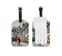 Etichette per bagagli da viaggio retrò in città Etichetta per bagaglio in pelle 1 pezzo