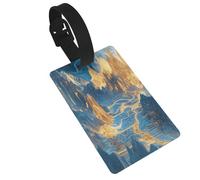 Etichette per bagagli durevoli con luce dorata delle montagne - Porta etichette per bagagli da crociera, etichette da viaggio per bagagli, facili da identificare, materiale PVC