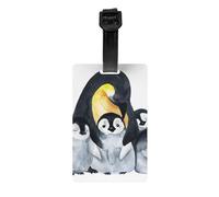 Etichette per bagagli, etichette in PVC con nome, etichette identificative per valigie da viaggio, etichette per bagagli durevoli, pinguini imperatori con bambini nella neve