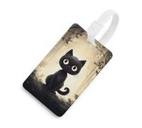 Etichette per bagagli, etichette per la protezione della privacy, etichette per bagagli con gatto nero disegnato a mano, tessera identificativa per valigie da viaggio, elementi es iali