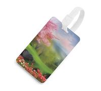 Etichette per bagagli, etichette per la protezione della privacy, etichette per bagagli con paesaggio primaverile, carta d'identità per valigie da viaggio, elementi es iali