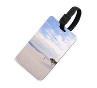 Etichette per bagagli, etichette per la protezione della privacy, etichette per bagagli, etichette per l'identificazione di romantici paesaggi di sabbia, valigie da viaggio, es iali