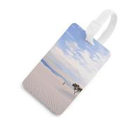 Etichette per bagagli, etichette per la protezione della privacy, etichette per bagagli, etichette per l'identificazione di romantici paesaggi di sabbia, valigie da viaggio, es iali