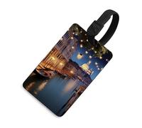 Etichette per bagagli, etichette per la protezione della privacy, etichette per bagagli, splendida Venezia di notte, carta d'identità per valigie da viaggio, elementi es iali