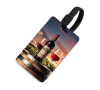 Etichette per bagagli, etichette per la protezione della privacy, etichette per borse, botti di vino in legno su bottiglie di vino, carta d'identità per valigie da viaggio, elementi es iali