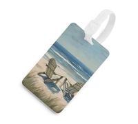 Etichette per bagagli, etichette per la protezione della privacy, scena di spiaggia con sedie, carta d'identità per valigie da viaggio, elementi es iali