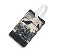 Etichette per bagagli, etichette per la protezione della privacy, un corvo sul davanzale, carta d'identità per valigie da viaggio, elementi es iali