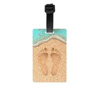 Etichette per bagagli - Etichette per valigie con impronta sulla spiaggia - Identificatori di bagagli per valigie - Etichette identificative con nome per bagagli - Etichette da viaggio per accessor