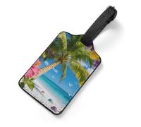 Etichette per bagagli floreali personalizzate in pelle PU perfetta paradiso tropicale palma per valigie borse da viaggio portatili con biglietto da visita durevole etichetta zaino da viaggio per donne