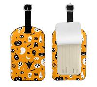 Etichette per bagagli Happy Halloween Dot Pattern, etichetta identificativa con copertina in pelle e scheda di indirizzo per valigia da viaggio
