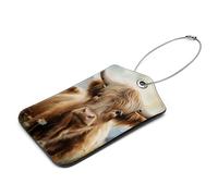 Etichette per bagagli Highland Cattle, 2 etichette per bagagli in pelle, etichette per bagagli per valigie, etichette per bagagli da viaggio con carta d'identità, proteggere la privacy e prevenire