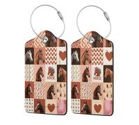 Etichette per bagagli Horse Prin per valigie, con etichetta di protezione per la privacy, cartellino per indirizzo e anello in metallo, adatte per borse da viaggio, 1 pezzo