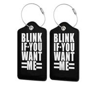 Etichette per bagagli in pelle Blink If You Want Me con copertura per la privacy, badge identificativo per uomini e donne in viaggio