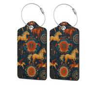 Etichette per bagagli in pelle con anello in acciaio inossidabile, stile rustico bohémien, stile sud-occidentale, per valigie, 2 pezzi