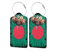 Etichette per bagagli in pelle con aquila americana e bandiera del Bangladesh, etichette resistenti per valigie, etichette impermeabili per bagagli da viaggio, simpatici accessori da viaggio